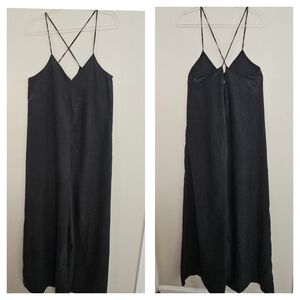 Zara Oversized Loose Fit Lagen Jumpsuit Criscross back Strap Black Size Small